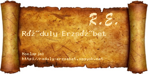 Ráduly Erzsébet névjegykártya